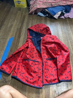 Simple joys kids Cherry-Print Hooded Rain Jacket - Red